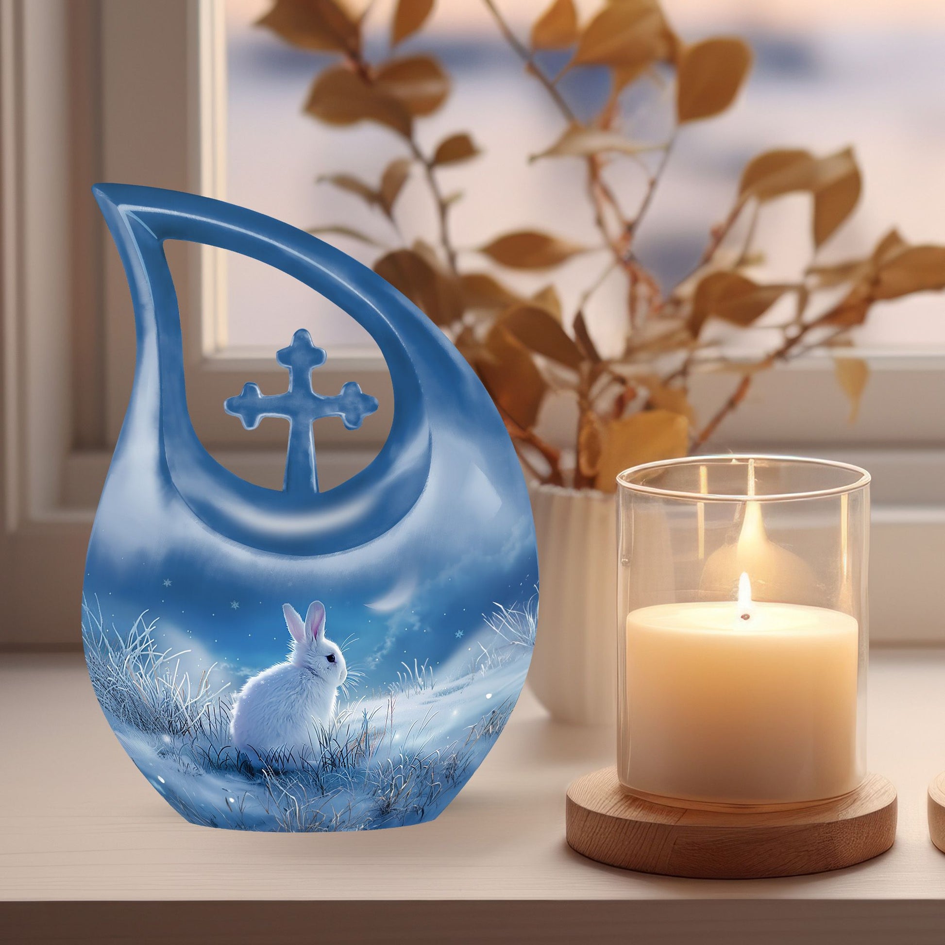 White Bunny Moon Urn