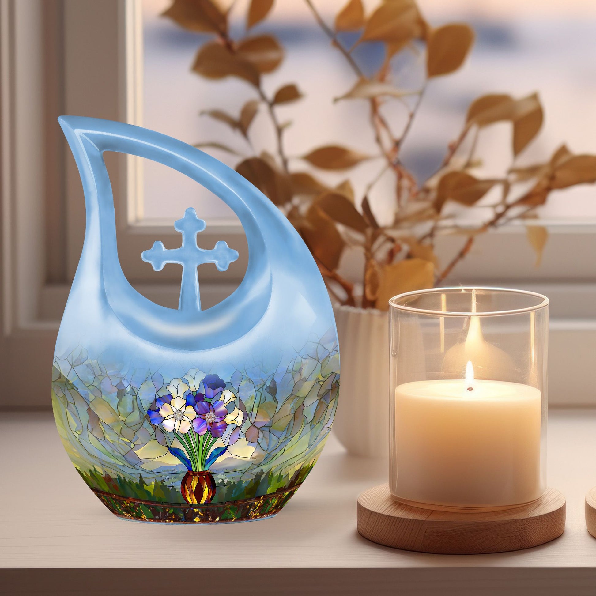 10-inch Stained Glass Urn