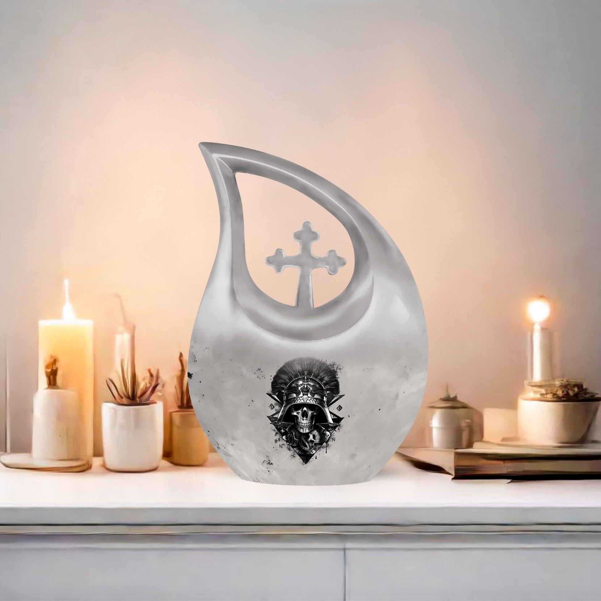 10-inch Cross Drop Catholic Urn