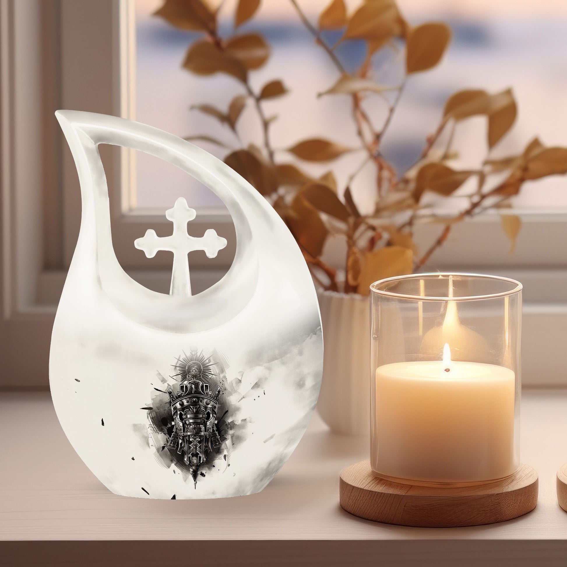 Catholic Cross Drop memorial urn