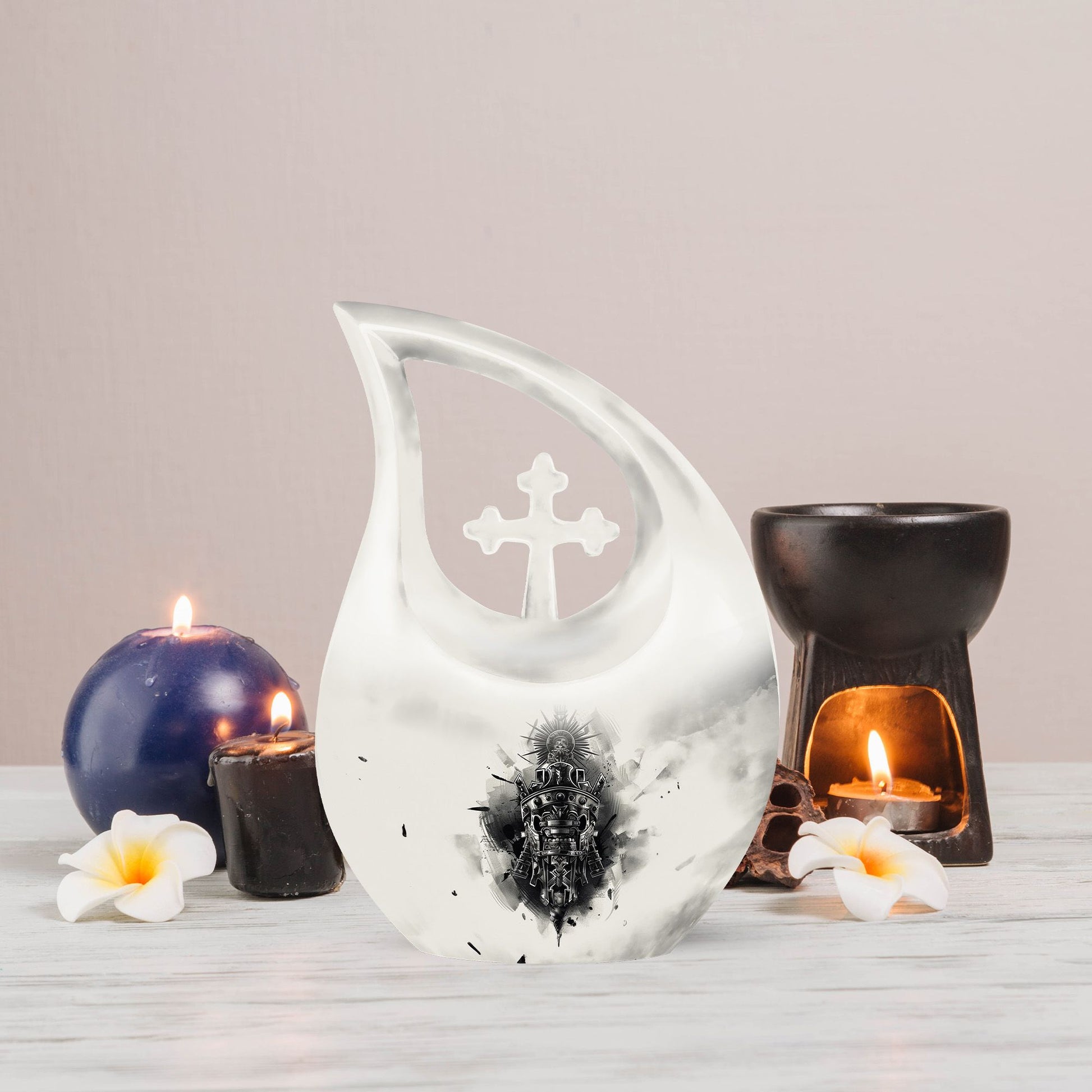 Catholic Cross Drop memorial urn