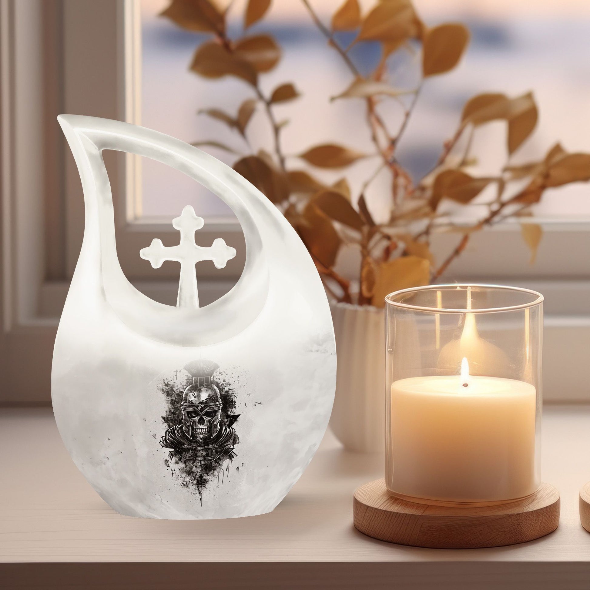 10 inch Cross Drop Catholic Urn, 