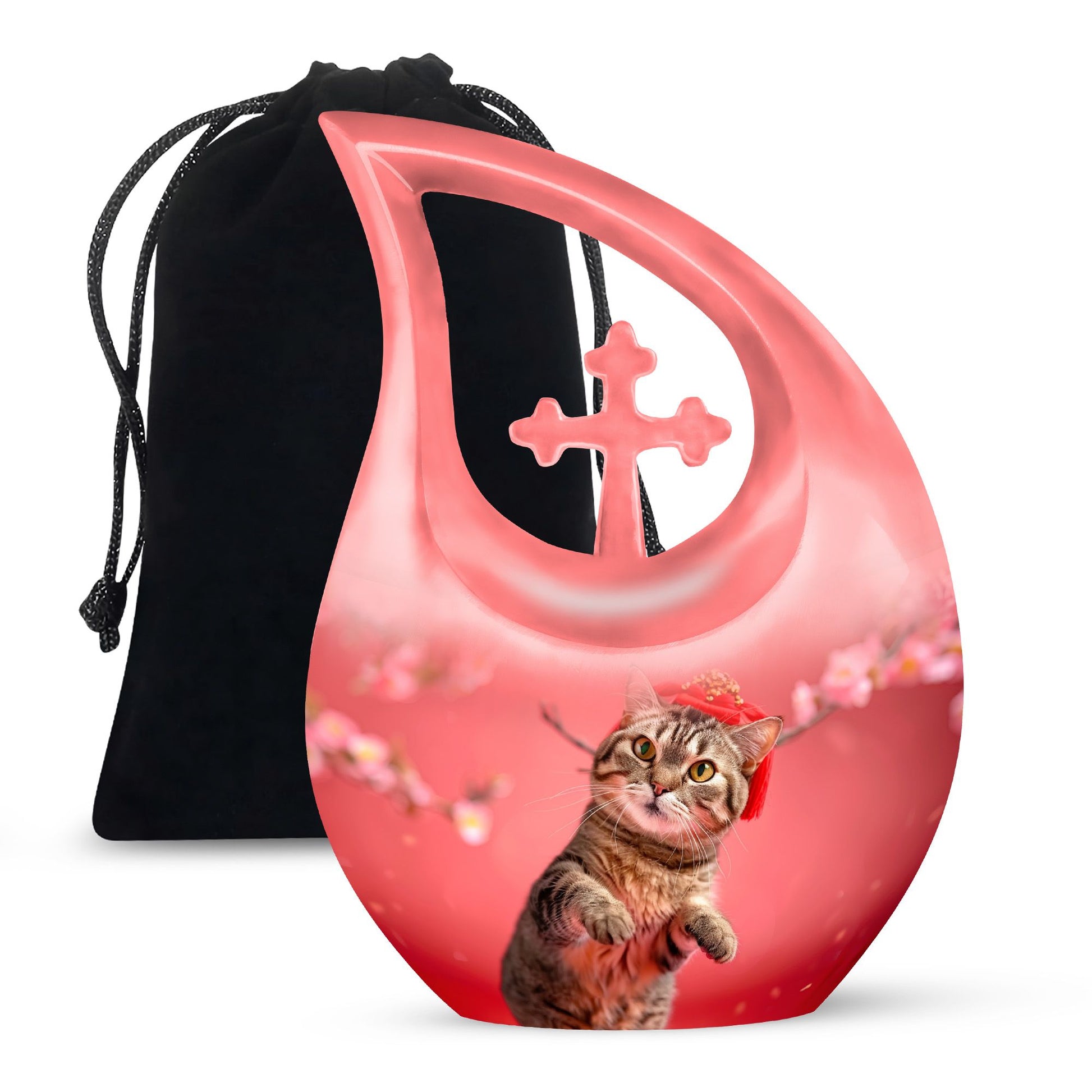 10-inch Cat-themed Cross Drop memorial Cat Urn 