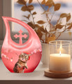 10-inch Cat-themed Cross Drop memorial Cat Urn 