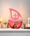 10-inch Cat-themed Cross Drop memorial Cat Urn 