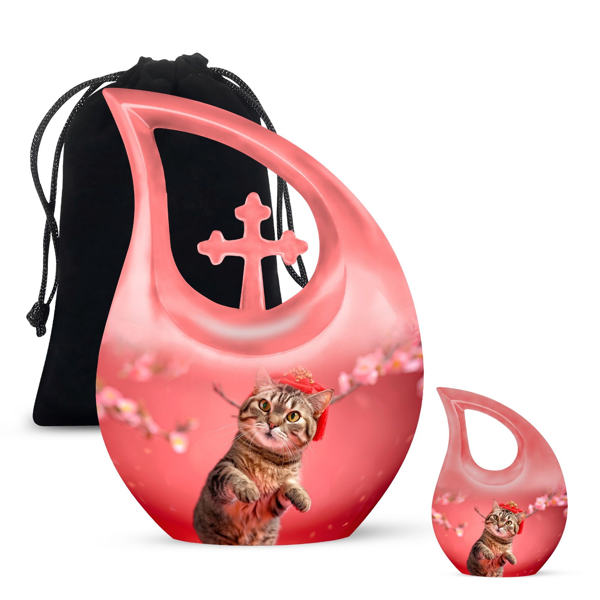 10-inch Cat-themed Cross Drop memorial Cat Urn 