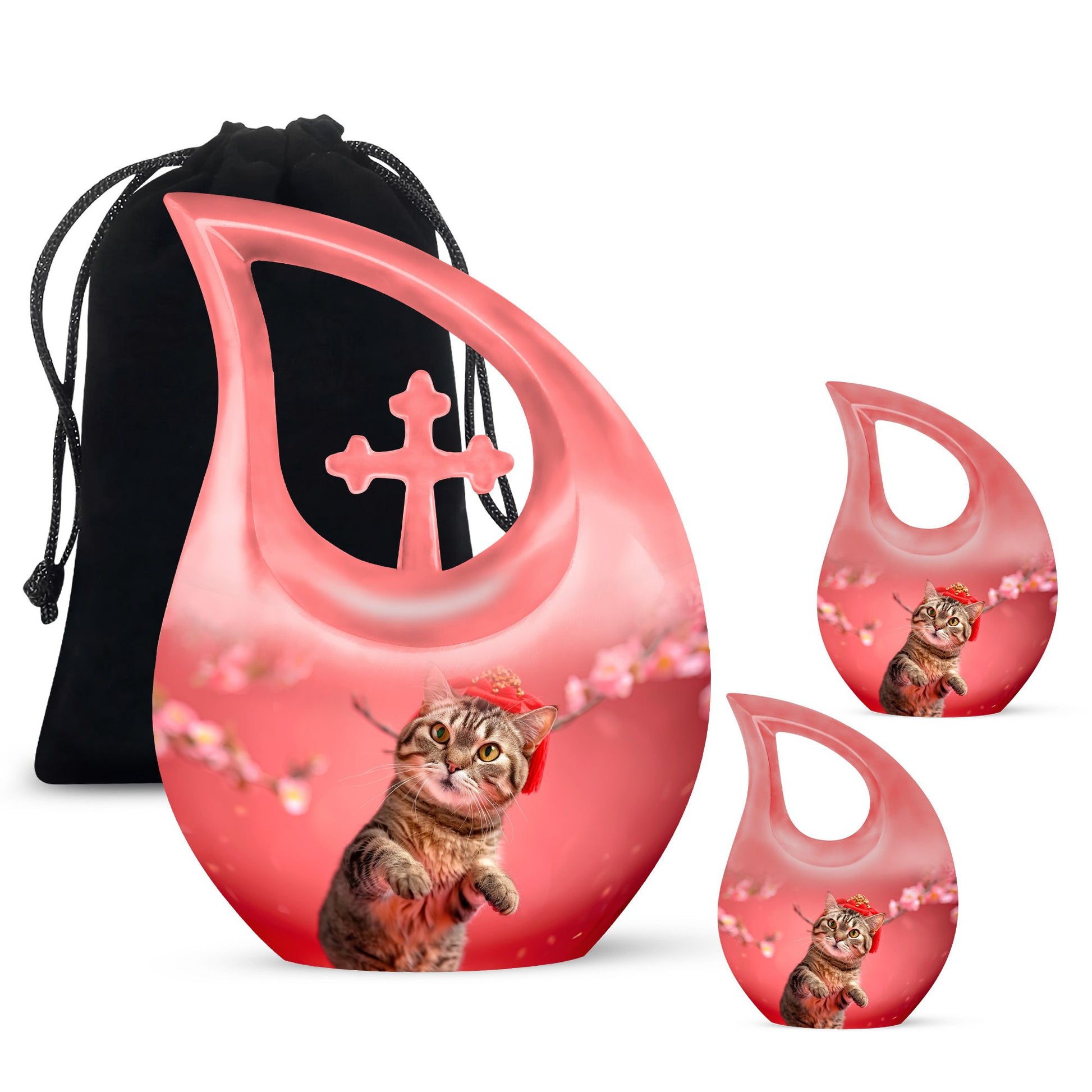 10-inch Cat-themed Cross Drop memorial Cat Urn 