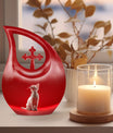 10-inch Cross Drop Cat Memorial Urn 