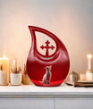 10-inch Cross Drop Cat Memorial Urn 