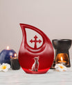 10-inch Cross Drop Cat Memorial Urn 