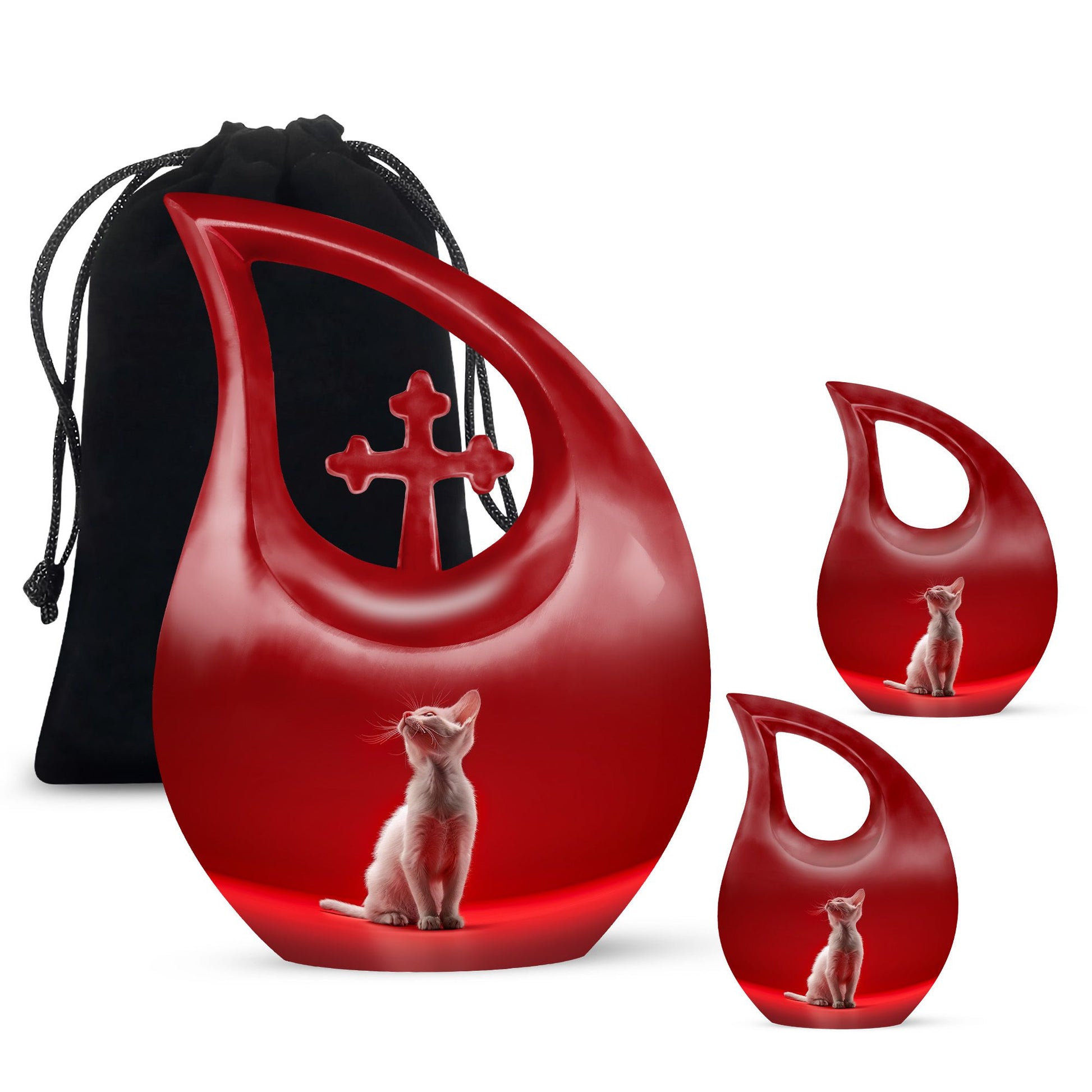 10-inch Cross Drop Cat Memorial Urn 