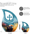 Cross Drop design Puffin Bird themed small cremation urn, 