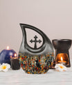 10 Inch Puffin Bird themed Cross Drop Funeral Urn 