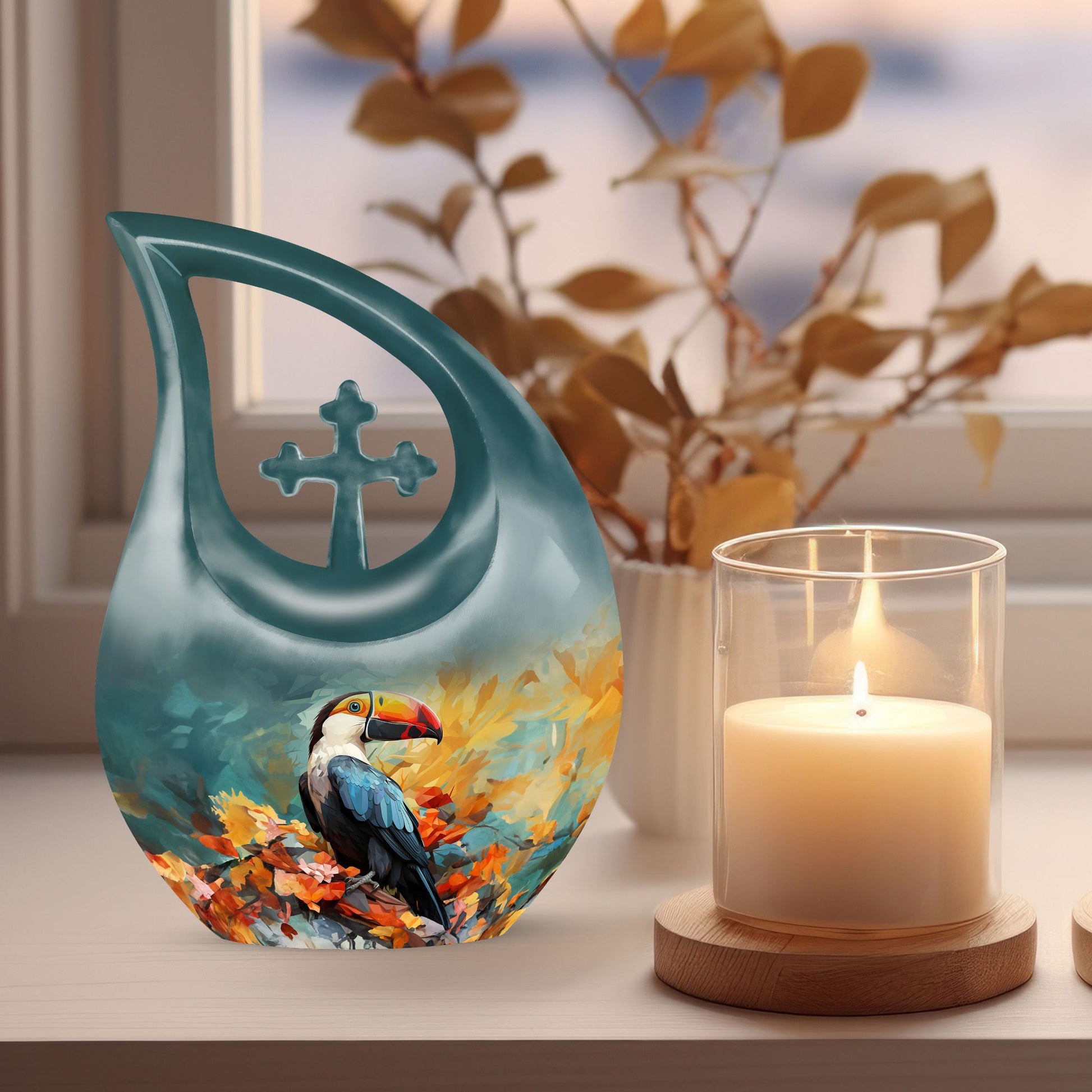 10 inch Aluminium Puffin Bird Urn 