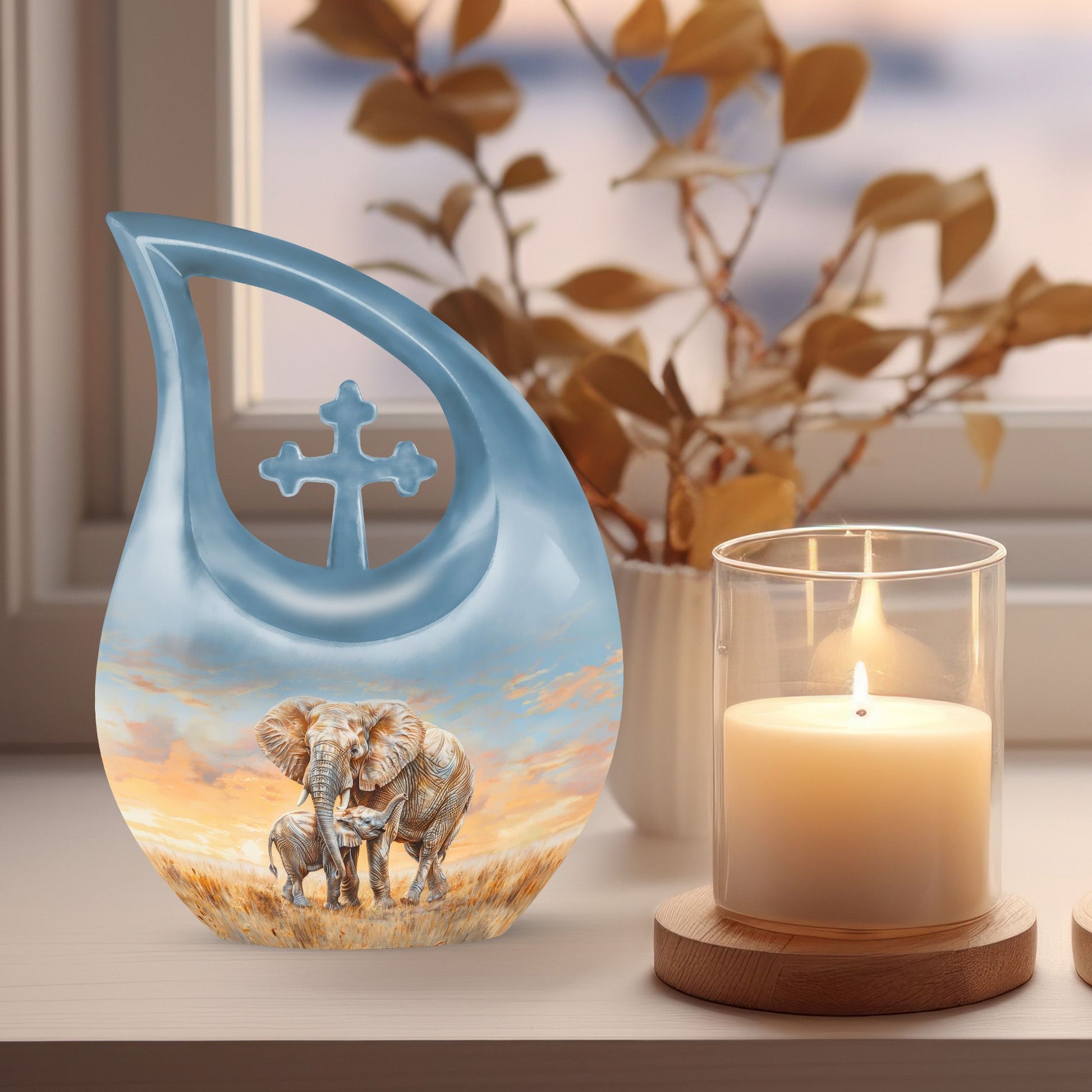 10-inch Elephant Family Urn