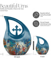 10-inch Stained Glass Cross Drop Urn, 