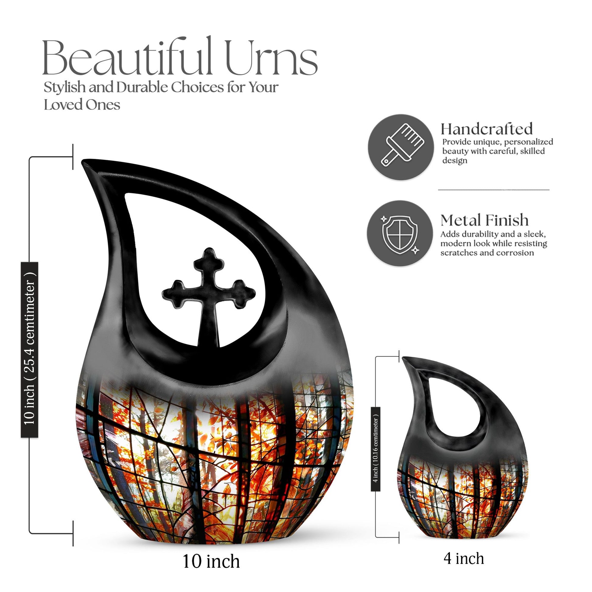 10-inch stained glass urn