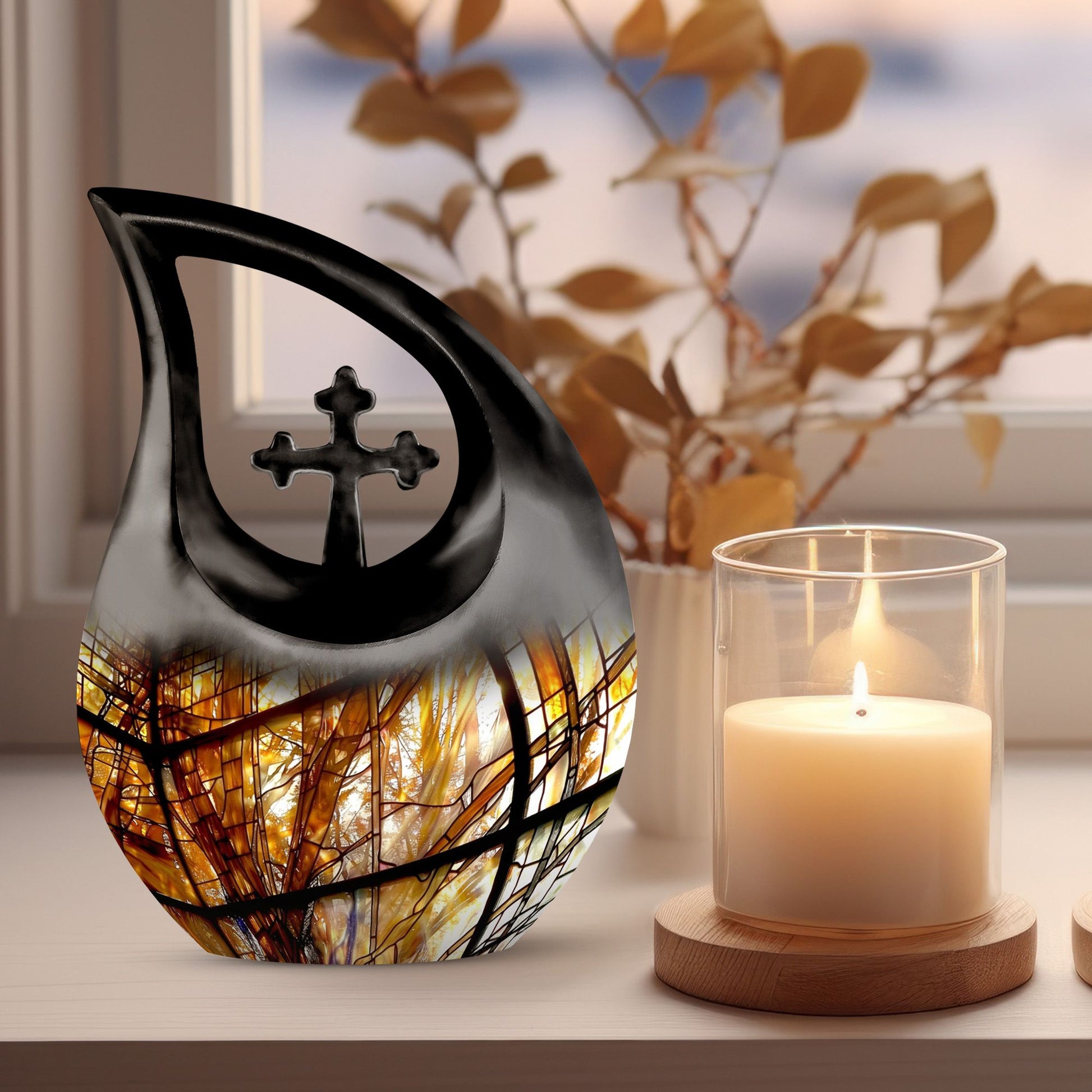 10-inch Stained Glass Urn 