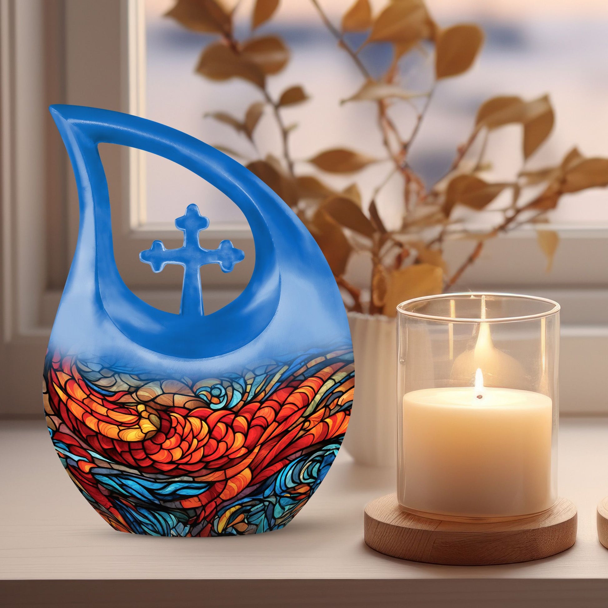 10-inch Stained Glass Urn 