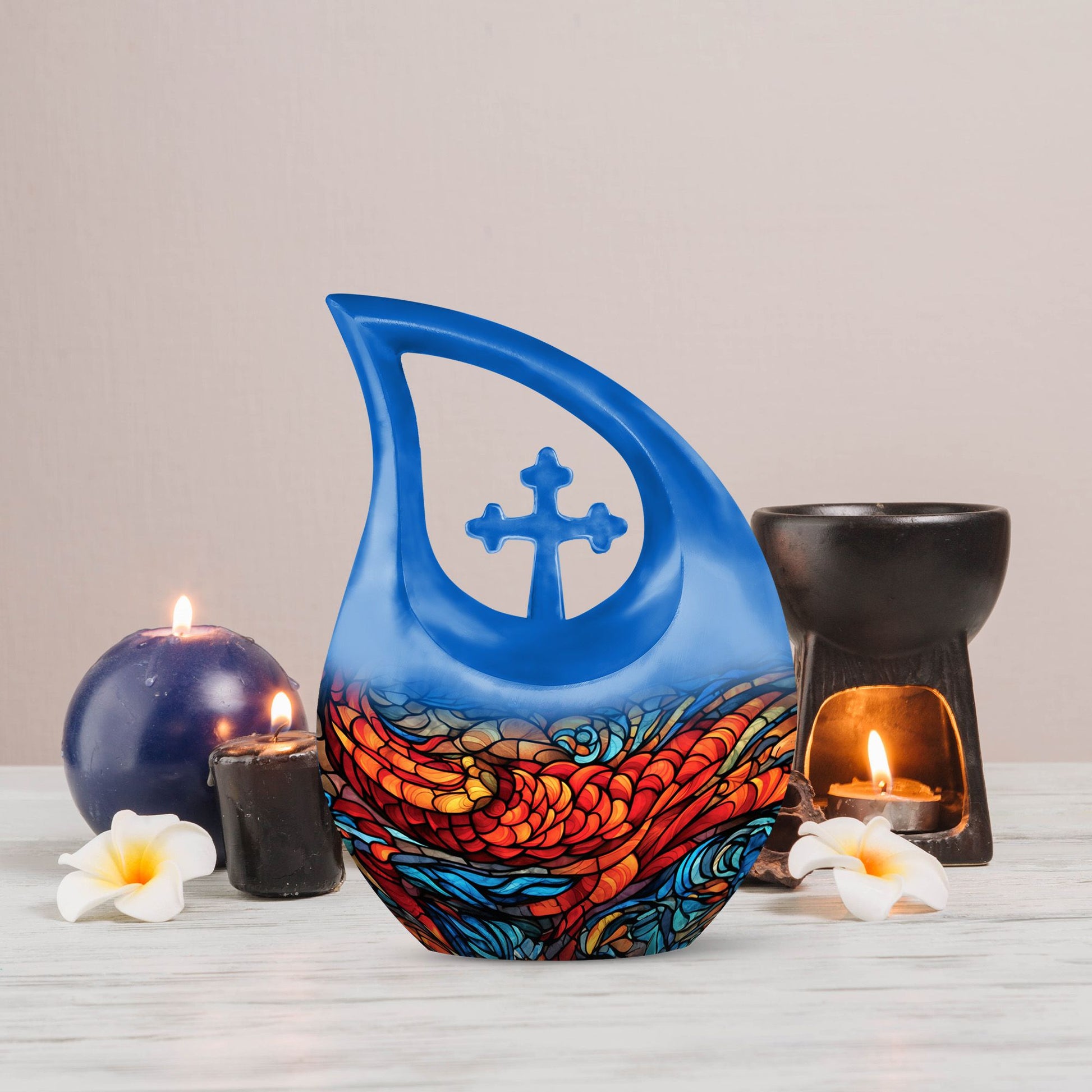 10-inch Stained Glass Urn 