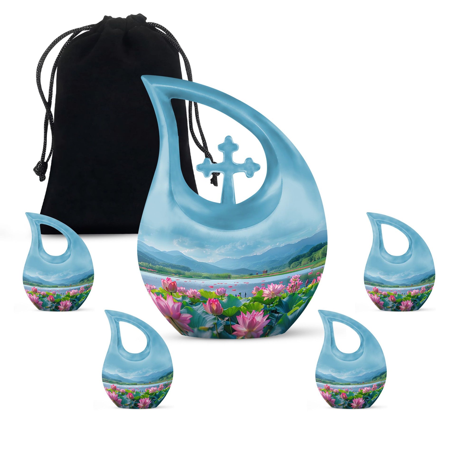 10-inch Lotus Urn in Cross Drop Design, 