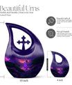 Lotus themed, 10-inch Large Cross Drop Designed Memorial Urn