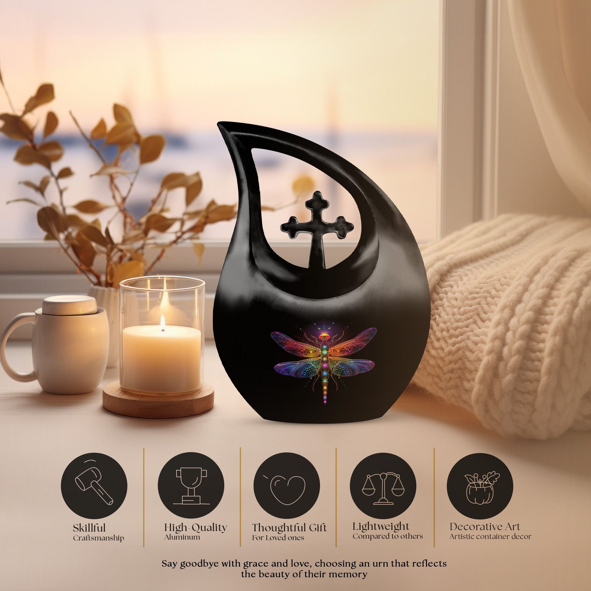 Large 10-inch Cosmic Dragonfly Urn