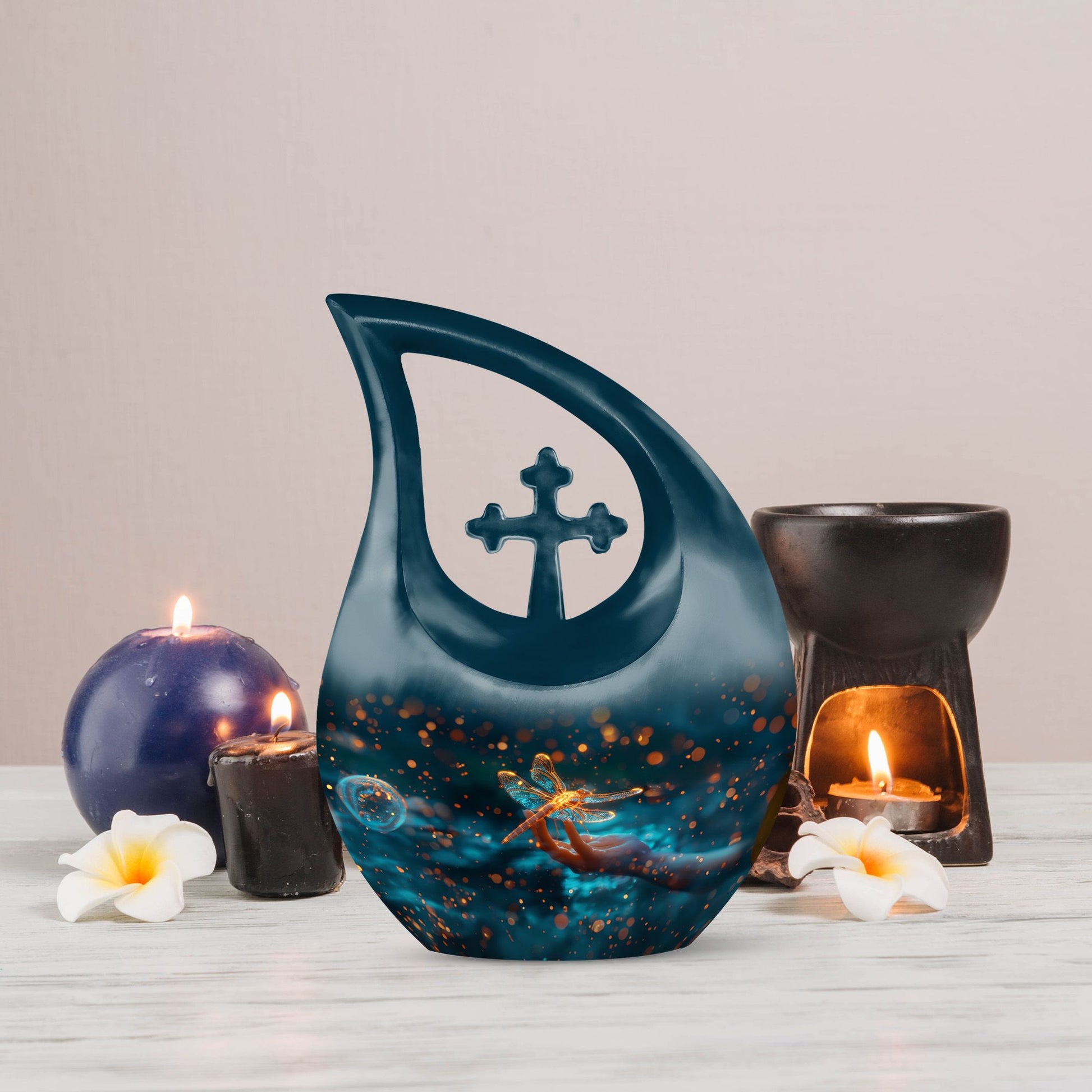 10 Inch Cosmic Dragonfly Cremation Urn,