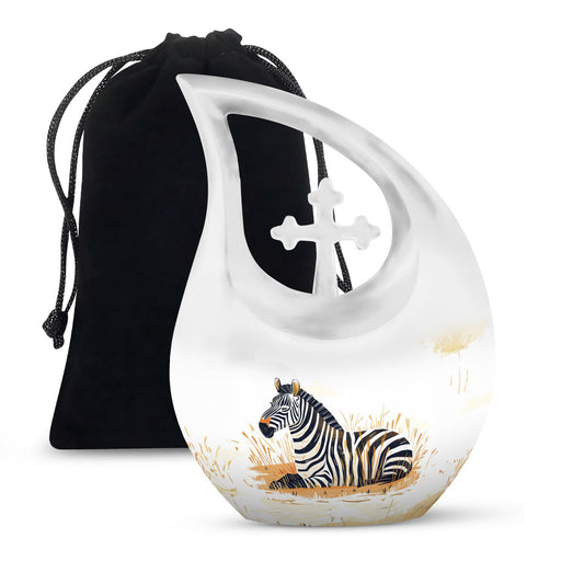 10-Inch Zebra-themed Aluminium Memorial Urn