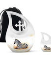 Zebra Double Urns Large Funeral, Ashes Urn For Ashes