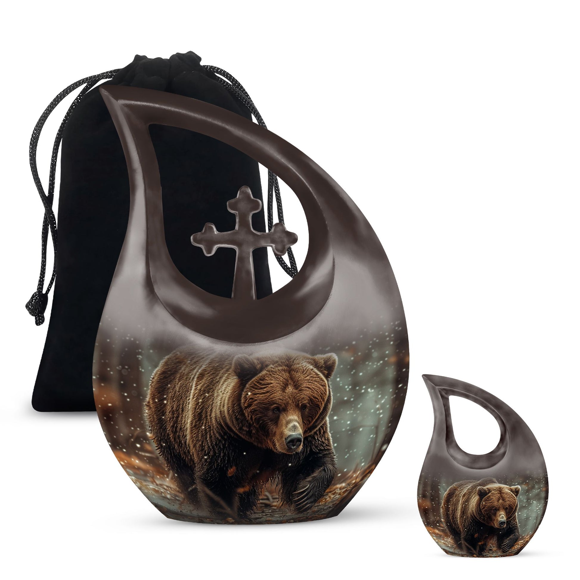 10-inch Bear theme Cross Drop design affordable bear urn