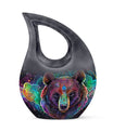 10 inch Bear Urn with Cross Drop Design, Garden Urn 