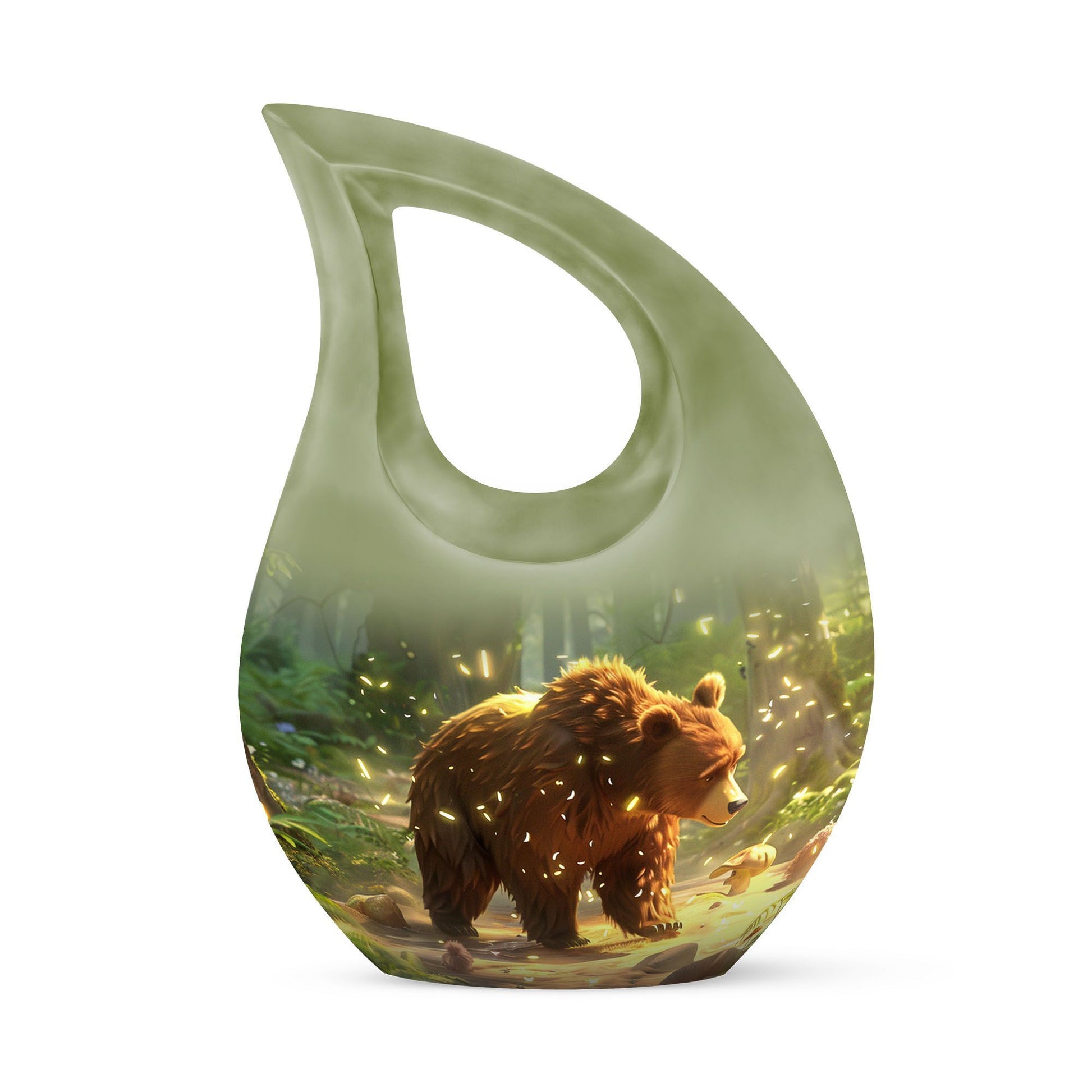 10-inch Bear themed Cross Drop Urn, 