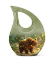 10-inch Bear themed Cross Drop Urn, 