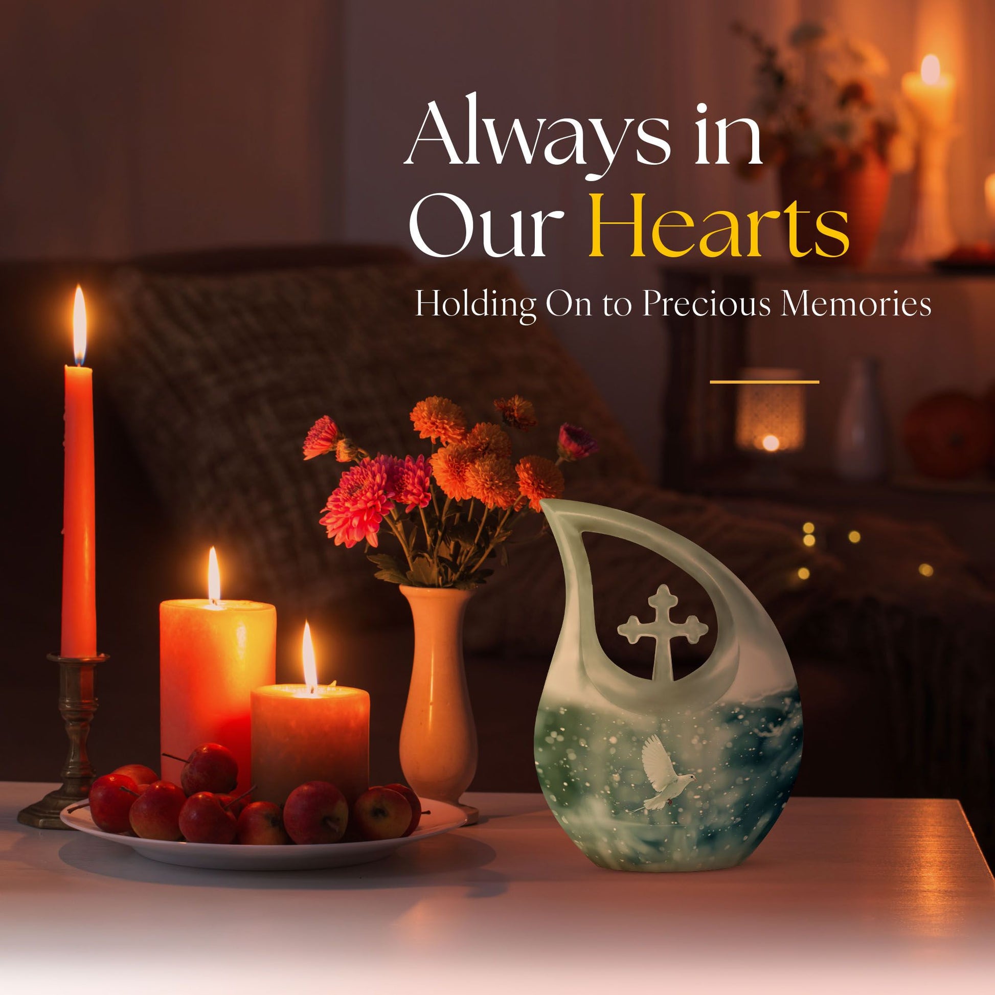 10-inch Dove Themed Cross Drop Design Cremation Urn