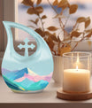 Pink Cross Drop Mountains Urn,