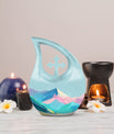 Pink Cross Drop Mountains Urn,