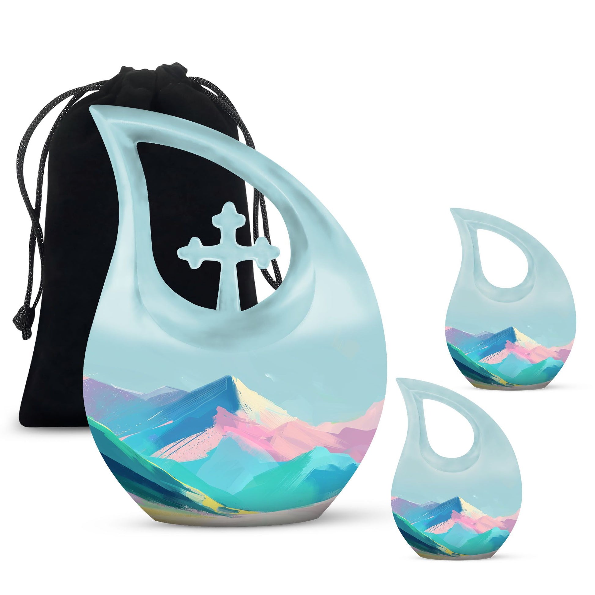 Pink Cross Drop Mountains Urn,