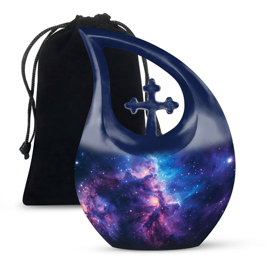 10-inch Galaxy Urn featuring a Cross Drop design