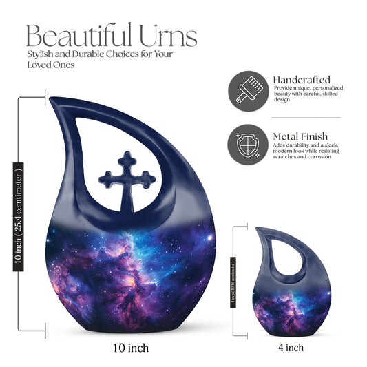 10-inch Galaxy Urn featuring a Cross Drop design