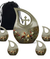 Cardinal Bird Theme Large Urn With 4 Keepsake Urn
