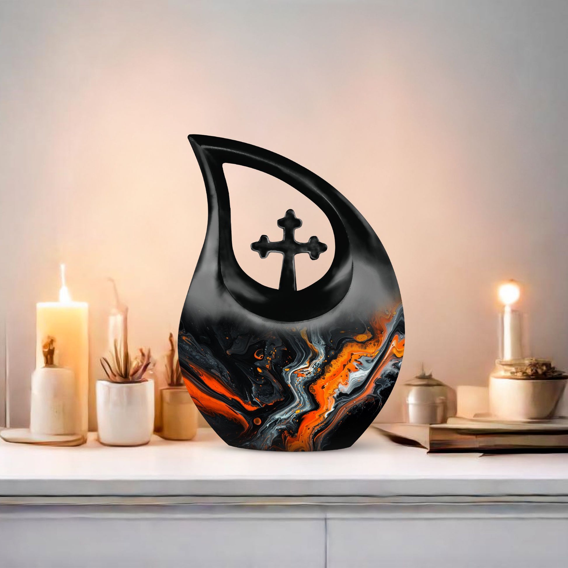 Abstract Cross Drop Urn for Ashes