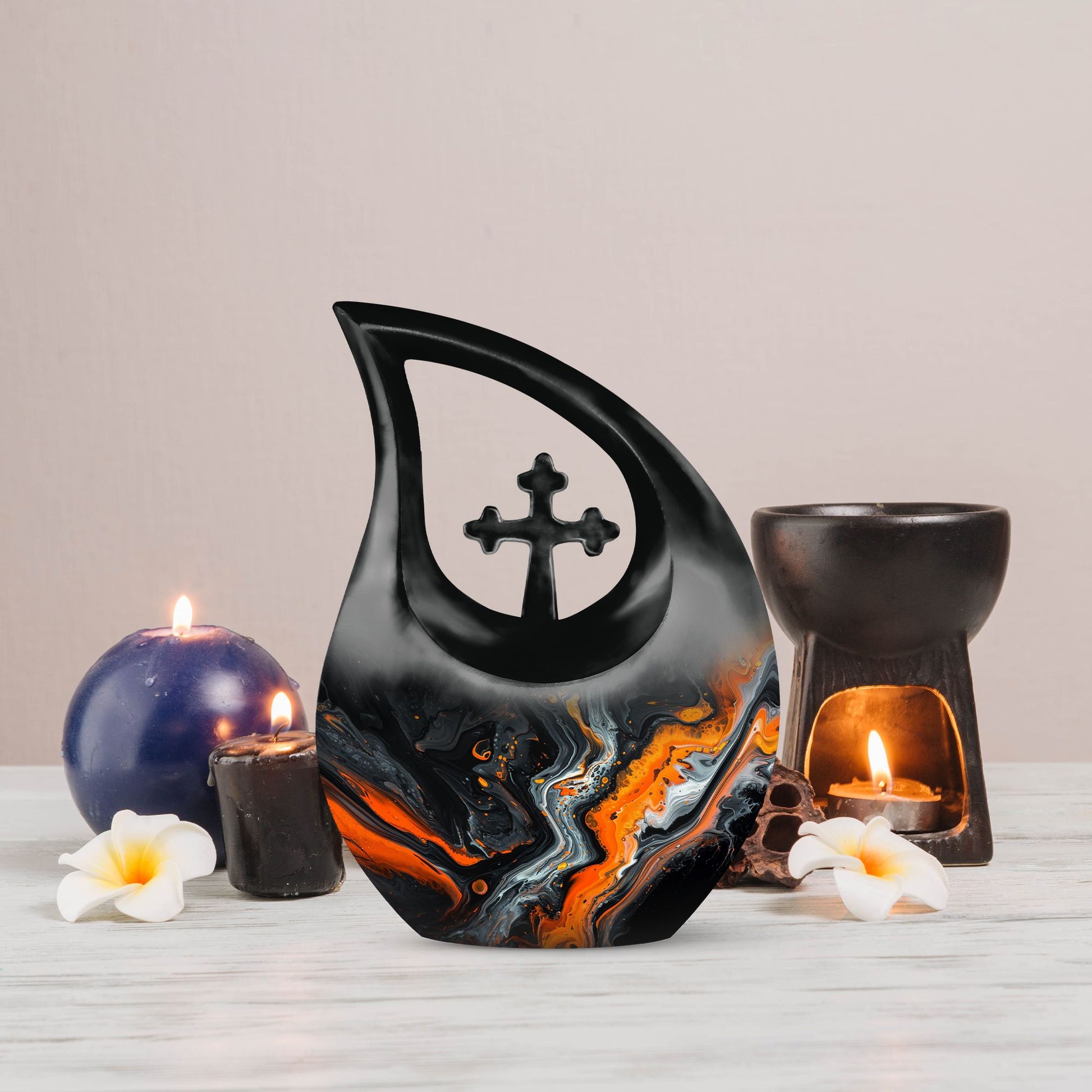 Abstract Cross Drop Urn for Ashes