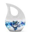 Wolf-themed Cross Drop Memorial Urn