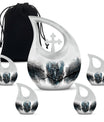 Owl Theme Large Urn With 4 Keepsake Urn