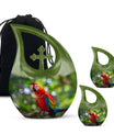 Macaw Parrot-themed urn, Large 10-inch Aluminium