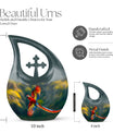 10-inch Macaw Parrot Urn with Cross Drop Design