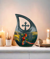 10-inch Macaw Parrot Urn with Cross Drop Design
