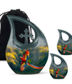 10-inch Macaw Parrot Urn with Cross Drop Design