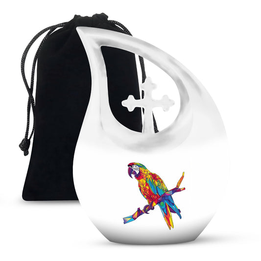 10 inch Cross Drop Macaw Parrot Urn, customizable medium 